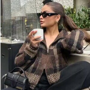 LAST ONE: NWT SOFTEST PLAID DOUBLE ZIPPER JACKET